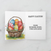 Familie der happy Oaster Watercolor lackierten Eie Karte (Innenseite)