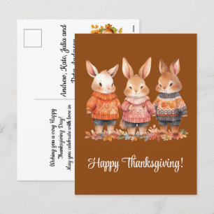 Familie der Hasen glückliches Thanksgiving Feiertagspostkarte