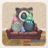 Familie der Haustiere Rechteckiger Pappuntersetzer (Vorderseite)