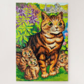 Familie der Katzen in einem Garten, Louis Wain Puzzle (Vertikal)