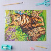 Familie der Katzen in einem Garten, Louis Wain Seidenpapier (Basteln)