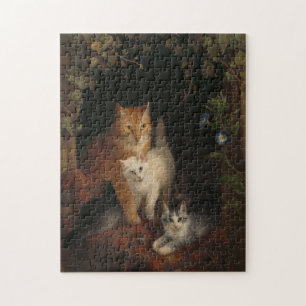 Familie der Katzen Vintag mittelalterliche Kunst Puzzle