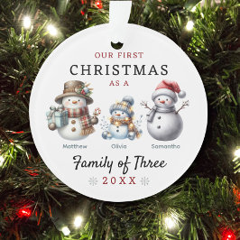 Familie der Schneemänner drei Weihnachten Ornament