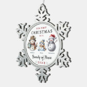 Familie der Schneemänner drei Weihnachten Schneeflocken Zinn-Ornament (Rechts)