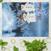 Familie der Schneemänner von vier Küchenhandtücher Geschirrtuch (Gefaltet)