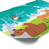 Familie der Tiere im Holz. Poster (Ecke)