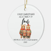 Familie der vier ersten Weihnachtsbären Keramik Ornament (Links)