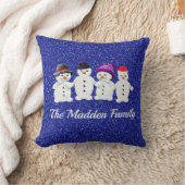 Familie der vier Snowmen Blue Sparkle Winter Kissen (Decke)