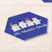 Familie der vier Snowmen Blue Sparkle Winter Untersetzer (angewinkelt)