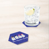 Familie der vier Snowmen Blue Sparkle Winter Untersetzer (Vor Ort)