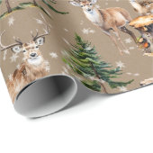 Familie der Waldtiere, die durch den Wald fressen Geschenkpapier (Rolleneckpunkt)