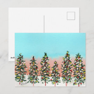 Familie der Weihnachtsbäume Feiertagspostkarte