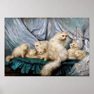 Familie der weißen Katze, Carl Kahler Poster
