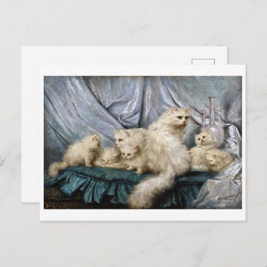 Familie der weißen Katze, Carl Kahler Postkarte (Vorne/Hinten)