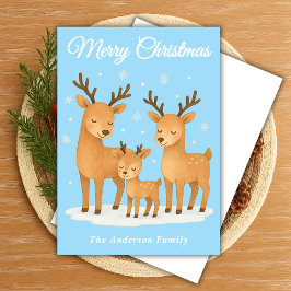 Familie der Whimsikrinder im Schnee Feiertagskarte