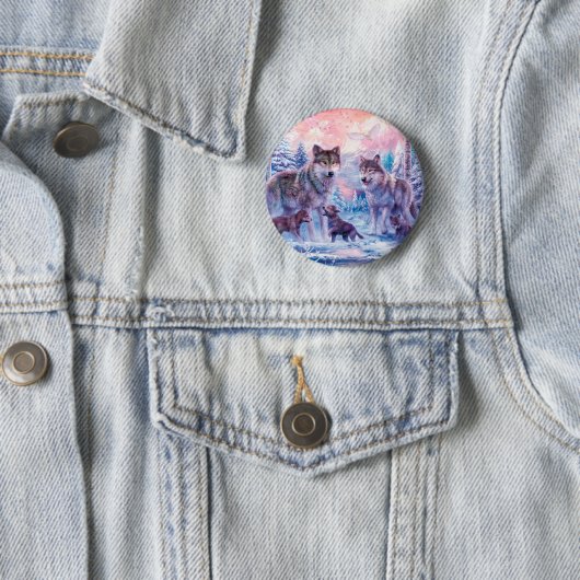 Familie der Wölfe Malerei Button (Beispiel)