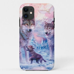 Familie der Wölfe Malerei Case-Mate iPhone Hülle