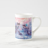 Familie der Wölfe Malerei Porzellantasse (Rechts)