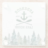 Familie des Lake House Name Anchor Oars Pines Glasuntersetzer (Rückseite)
