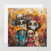 Familie Dia de los Muertos Celebration Einladung (Vorne/Hinten)