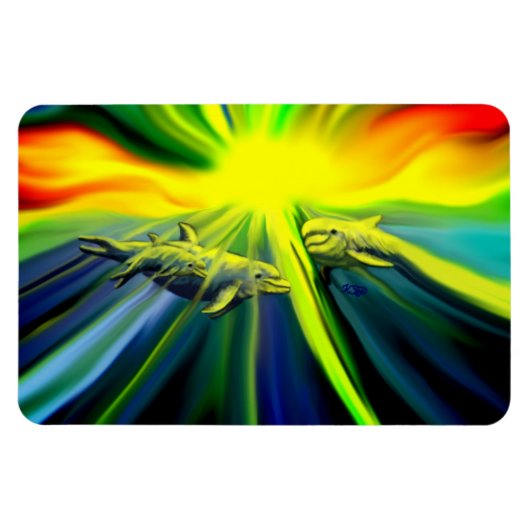 Familie Dolphin im Sonnenschein Magnet (Horizontal)