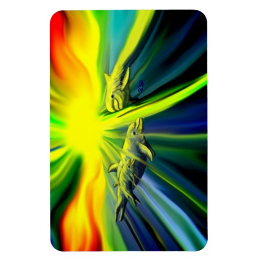 Familie Dolphin im Sonnenschein Magnet (Vertikal)