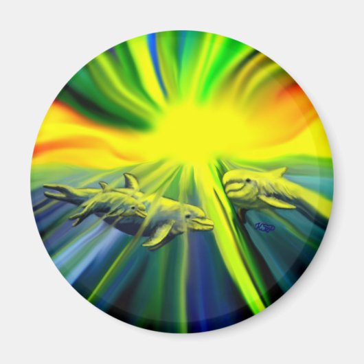 Familie Dolphin im Sonnenschein Magnet (Vorne)