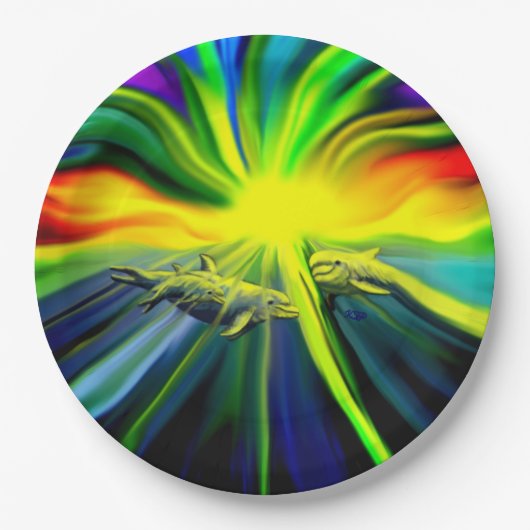 Familie Dolphin im Sonnenschein Pappteller (Vorderseite)