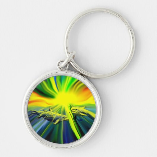 Familie Dolphin im Sonnenschein Schlüsselanhänger (Vorne)