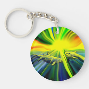 Familie Dolphin im Sonnenschein Schlüsselanhänger