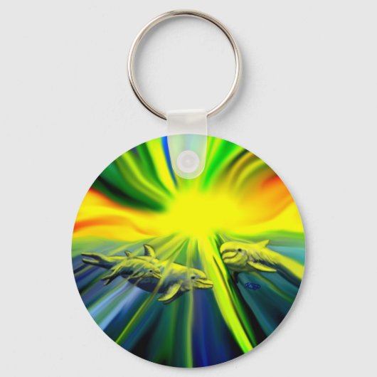 Familie Dolphin im Sonnenschein Schlüsselanhänger (Vorderseite)