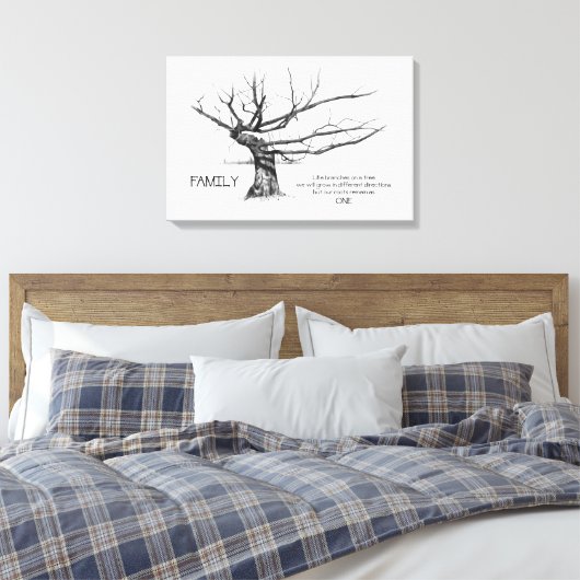 Familie: Eine Wurzel teilen, Zitat, Gnarly Tree, S Leinwanddruck (Insitu (Schlafzimmer))