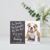 Familie erweitert um vier Meter neuen Haustier Wel Ankündigungspostkarte (Stehend Vorderseite)