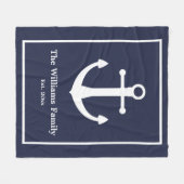 Familie Est.Mitternacht Blau-Weiß-Anker Fleecedecke (Vorderseite (Horizontal))