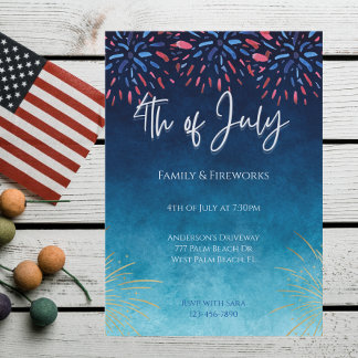 Familie & Feuerwerkskörper 4. Juli Feier Einladung