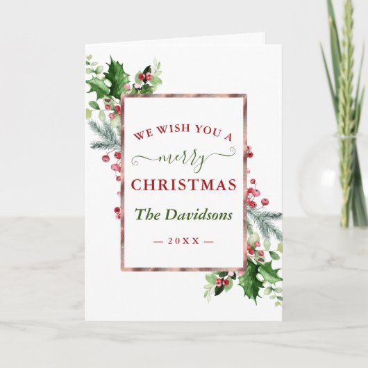 Familie Foto Wir wünschen Ihnen einen frohen Weihn Karte (Vorderseite)