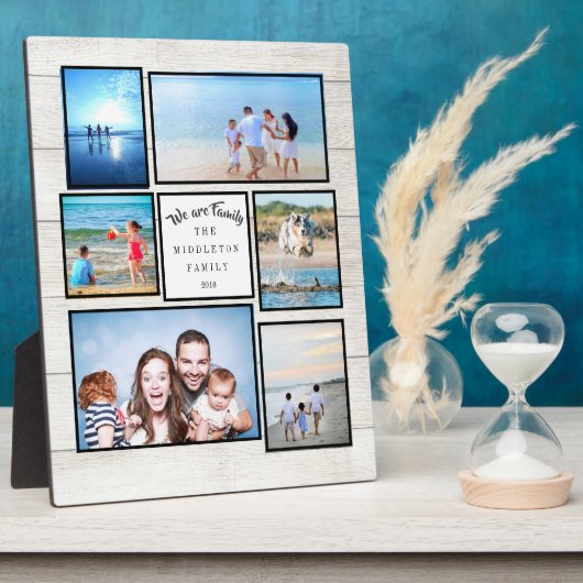 Familie FotoCollage Rustic Wir sind Familie Fotoplatte (Seite)