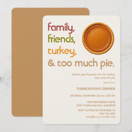 Familie, Freunde, Truthahn, Pie Moderne Thanksgivi Einladung