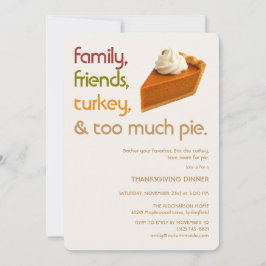 Familie, Freunde, Truthahn, Pie Moderne Thanksgivi Einladung