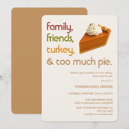 Familie, Freunde, Truthahn, Pie Moderne Thanksgivi Einladung