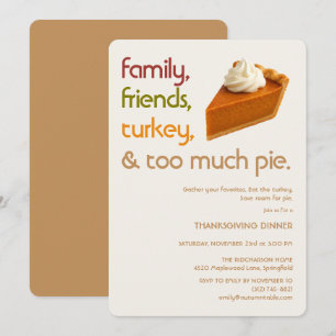 Familie, Freunde, Truthahn, Pie Moderne Thanksgivi Einladung