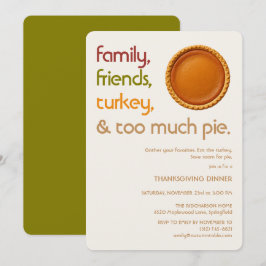 Familie, Freunde, Truthahn, Pie Moderne Thanksgivi Einladung
