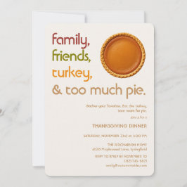 Familie, Freunde, Truthahn, Pie Moderne Thanksgivi Einladung