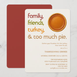 Familie, Freunde, Truthahn, Pie Moderne Thanksgivi Einladung