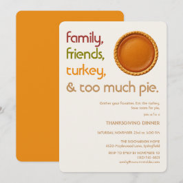 Familie, Freunde, Truthahn, Pie Moderne Thanksgivi Einladung