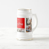 Familie frohe Weihnachten Glück Neujahr 4 Fotos Bierglas (VorderseiteRechts)