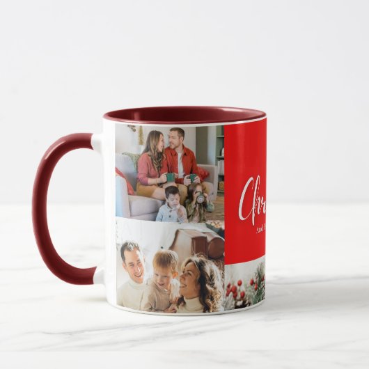 Familie frohe Weihnachten Glück Neujahr 4 Fotos Tasse (Links)