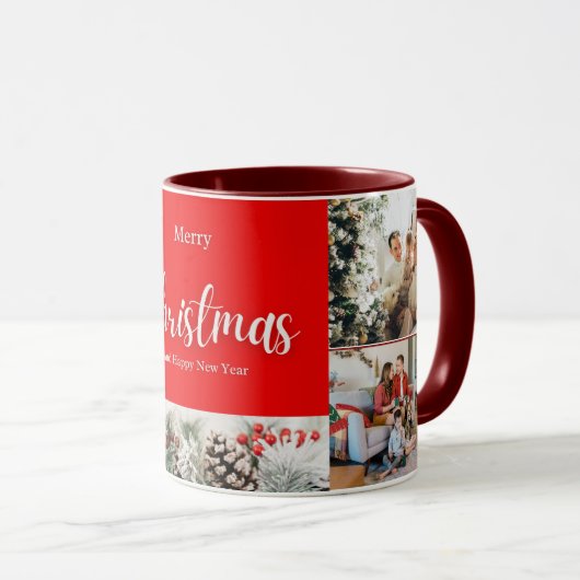 Familie frohe Weihnachten Glück Neujahr 4 Fotos Tasse (VorderseiteRechts)