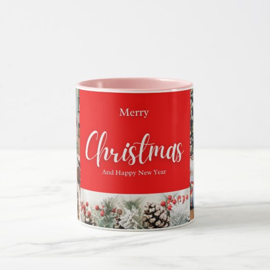 Familie frohe Weihnachten Glück Neujahr 4 Fotos Tasse (Zentrum)