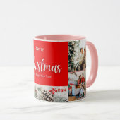 Familie frohe Weihnachten Glück Neujahr 4 Fotos Tasse (VorderseiteRechts)